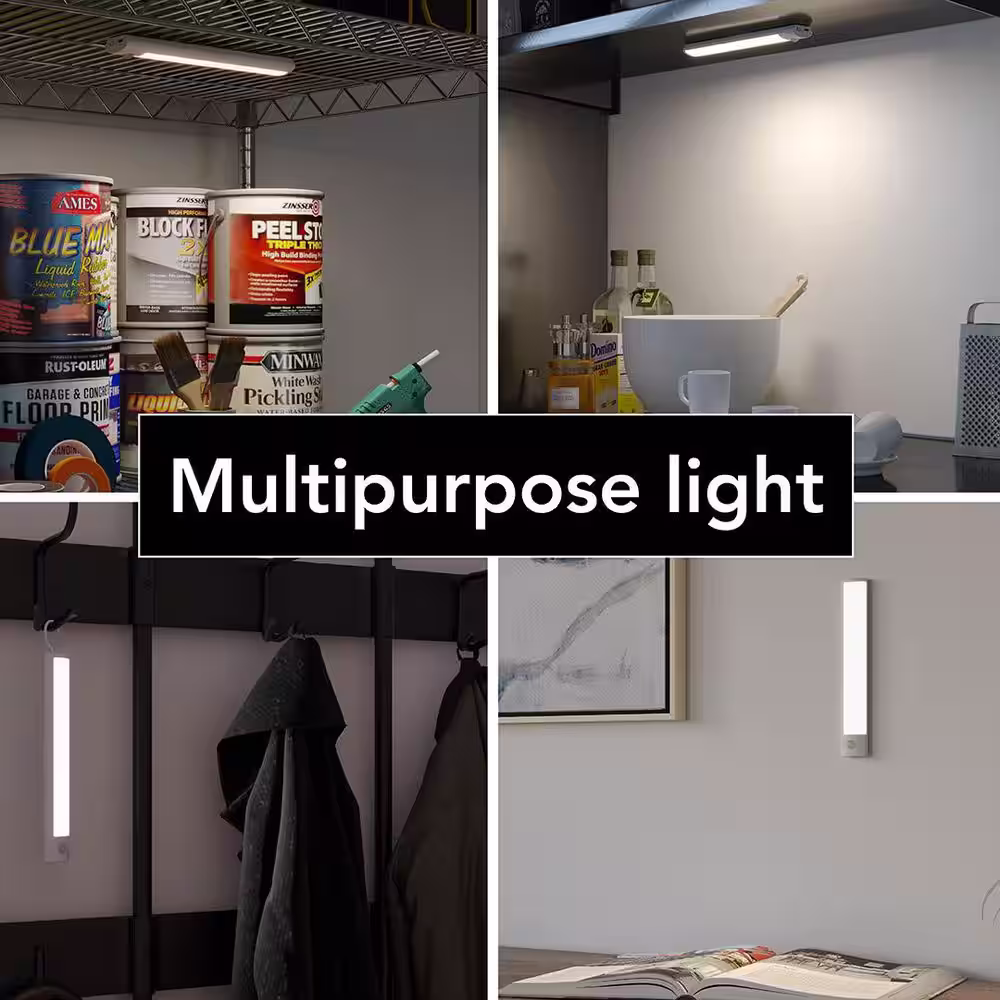 None 9 in. Rechargeable Battery Motion Activated Bright White LED White Portable Task Light