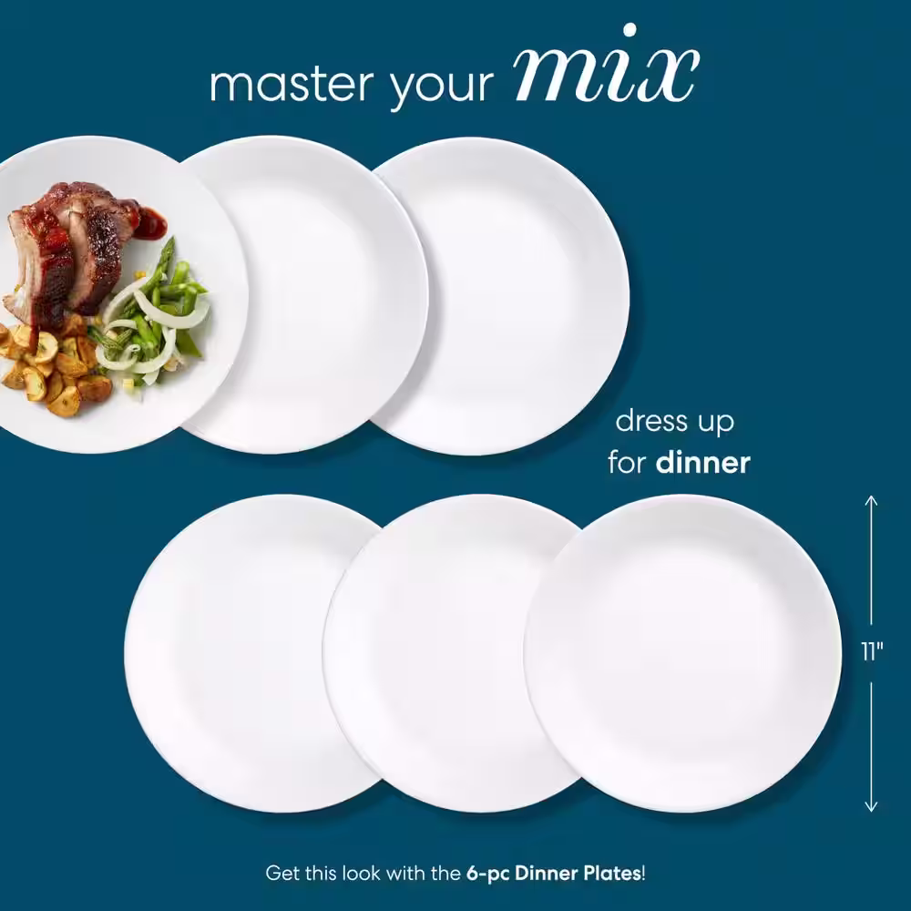 Corelle Winter Frost White 10.25 in. Dinner Plates (6-Pack)