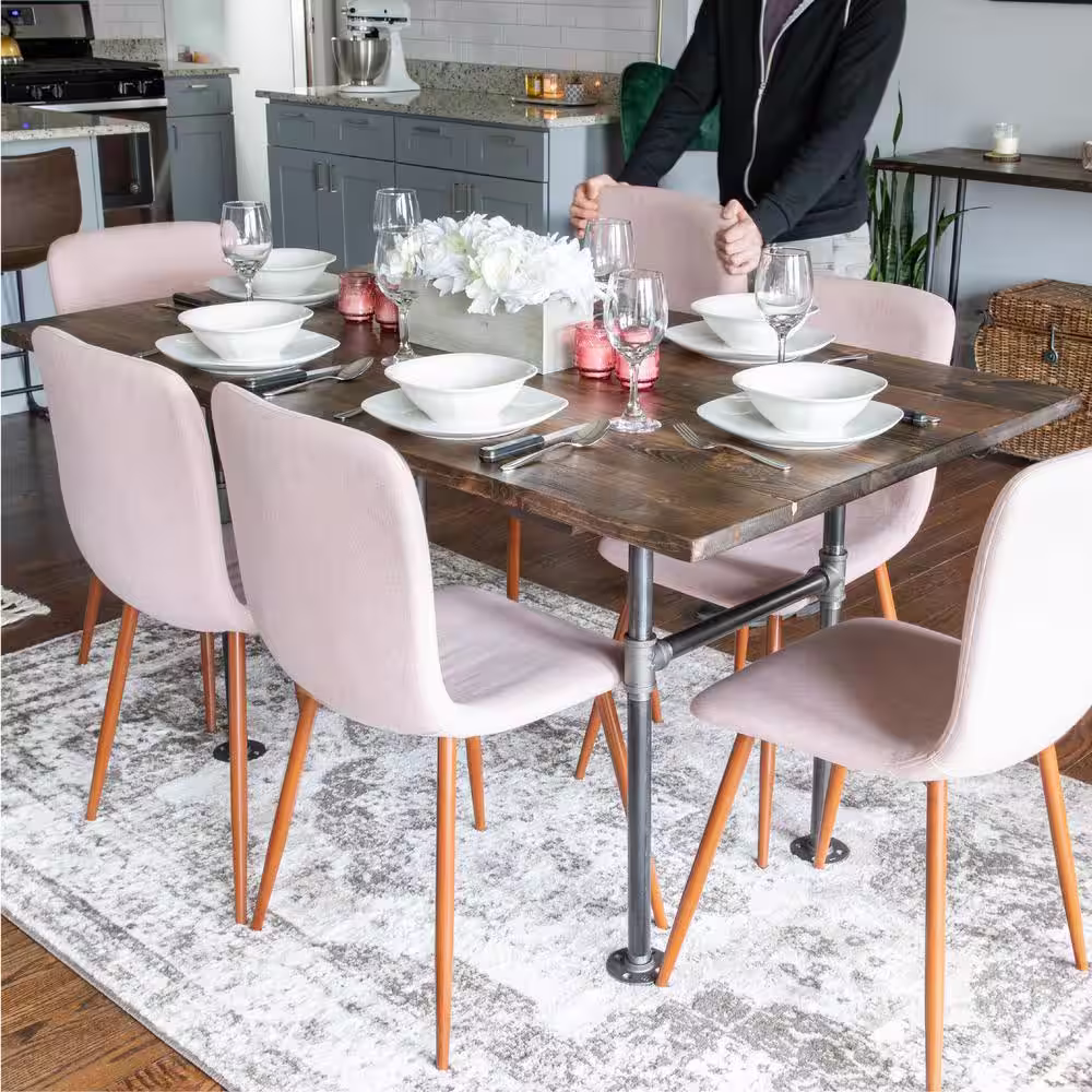 PIPE DECOR 60 in. x 36 in. x 29.5 in. Boulder Black Restore Wood Dining Table with Industrial Steel Pipe Legs