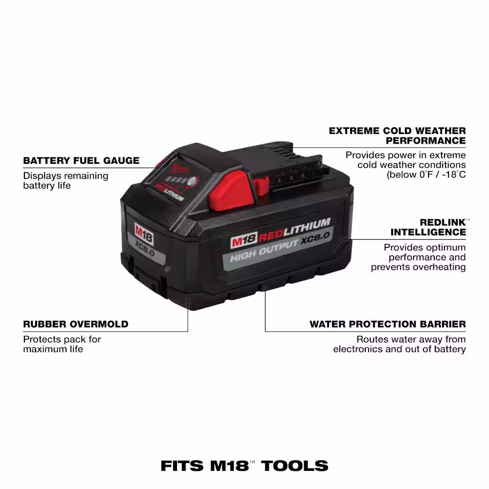 Milwaukee M18 18-Volt Lithium-Ion High Output XC 8.0 Ah Battery (2-Pack)