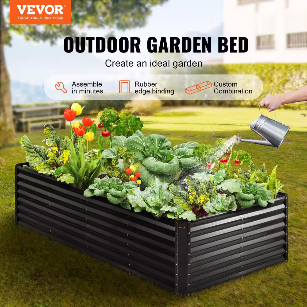 None 8 ft. x 4 ft. x 2 ft. Large Metal Raised Planter Box with Open Bottom Garden Beds Outdoor Raised Garden Bed Kit