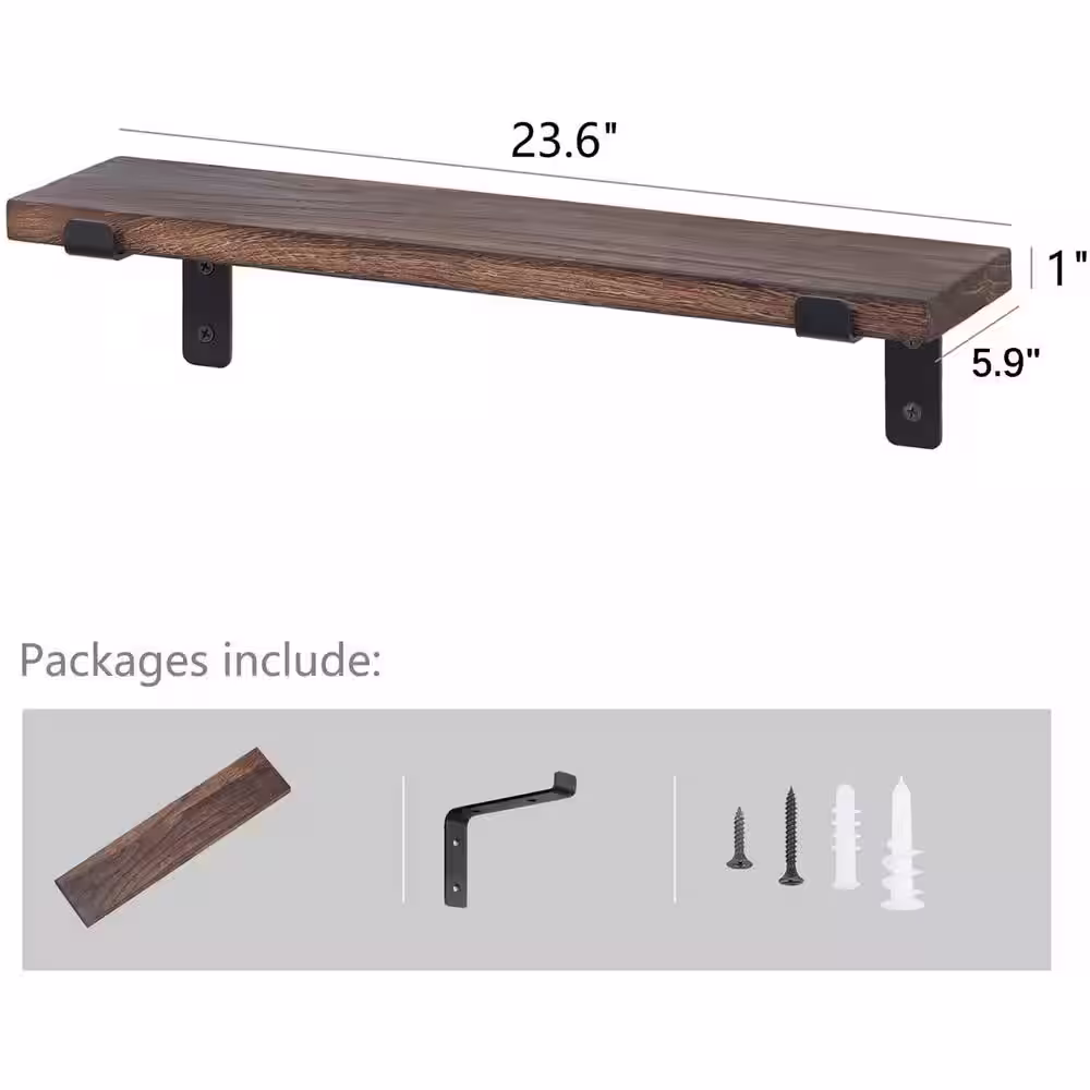 None 23.6 in. W x 5.9 in. D Floating Shelves Wall Mounted Rustic Wood Modern Storage Shelving Decorative Wall Shelf