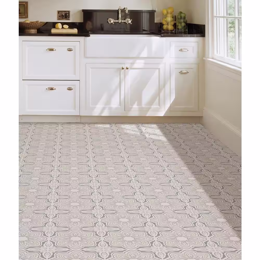FloorPops Marshall 12 in. W x 12 in. L Grey Peel & Stick Vinyl Tile Flooring (20 sq. ft./case)