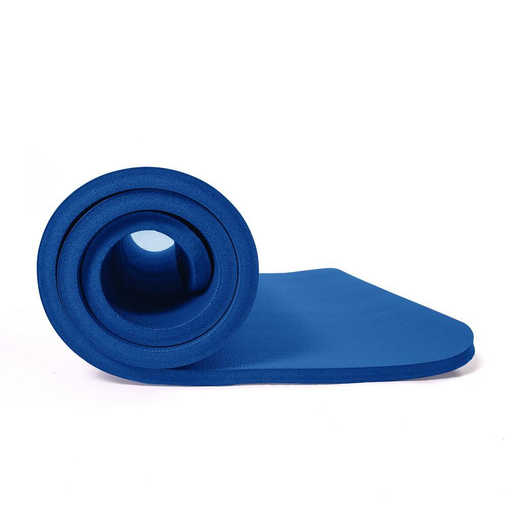 None Blue High Density Yoga Mat 72 in. L x 24 in. W x 0.6 in. Pilates Exercise Mat Non Slip (12 sq. ft.)