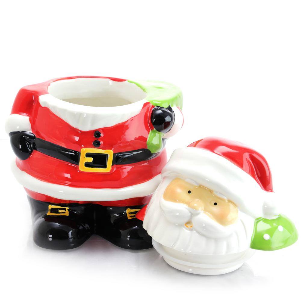 None Jovial St. Nick 7.5 Inch Ceramic Santa Holiday Cookie Jar