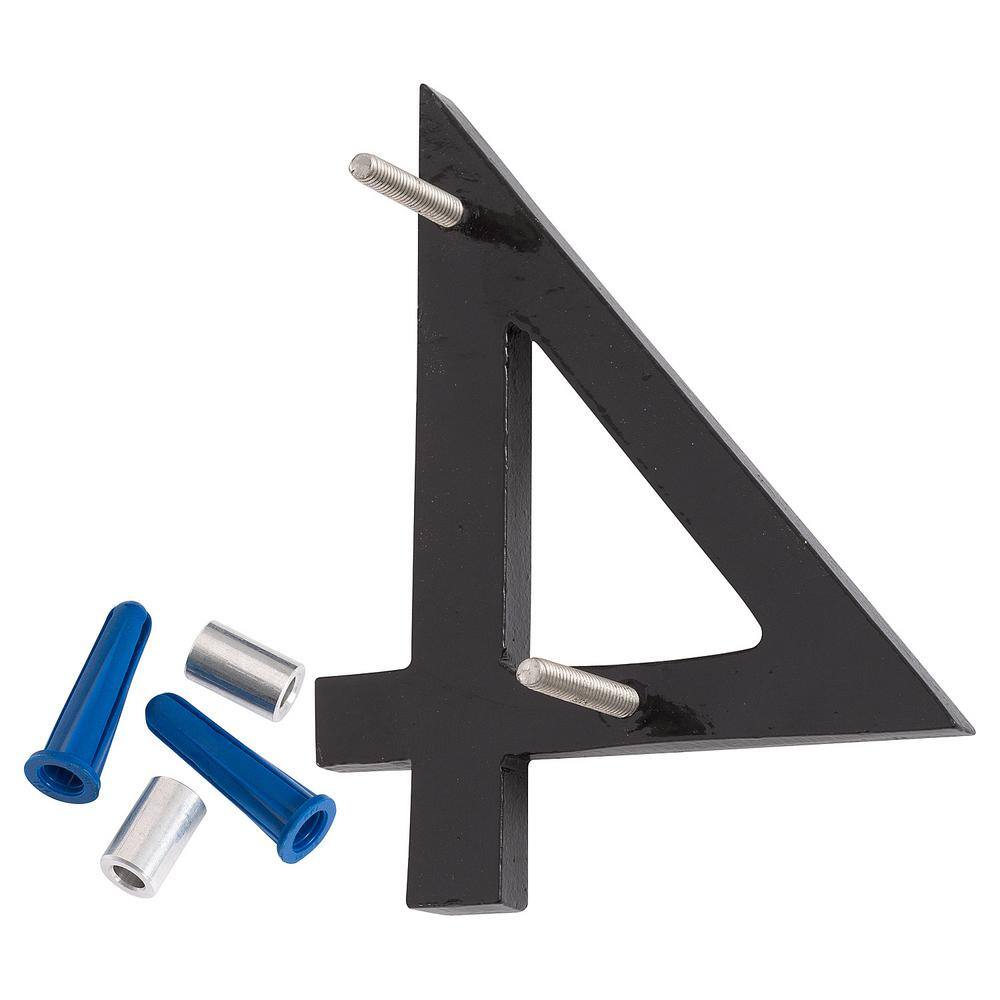 Montague Metal Products 8 in. Satin Nickel/Black 2-Tone Aluminum Floating or Flat Modern House Number 4