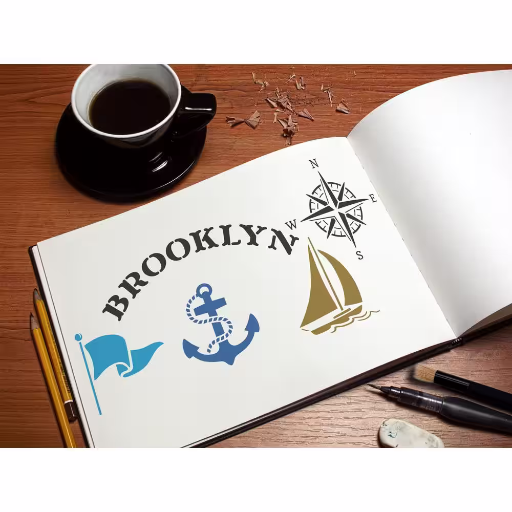 Stencil1 Brooklyn Nautical Mini Set Stencil