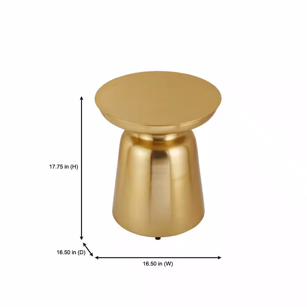 Home Decorators Collection Round Gold Metal Accent Table (16.5 in. W x 17.75 in. H)