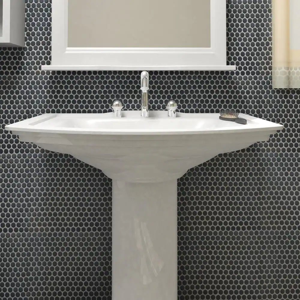 Merola Tile Hudson Penny Round Matte Black 12 in. x 12-5/8 in. Porcelain Mosaic Tile (10.7 sq. ft./Case)