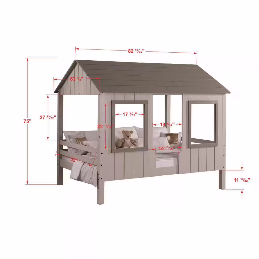 Donco Kids Grey Two Tone Full House Low Loft Bed