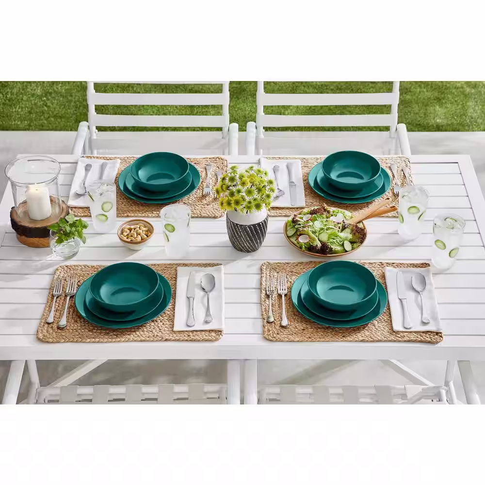 StyleWell Taryn Melamine Dinner Plate in Gloss Malachite Green (Set of 6)