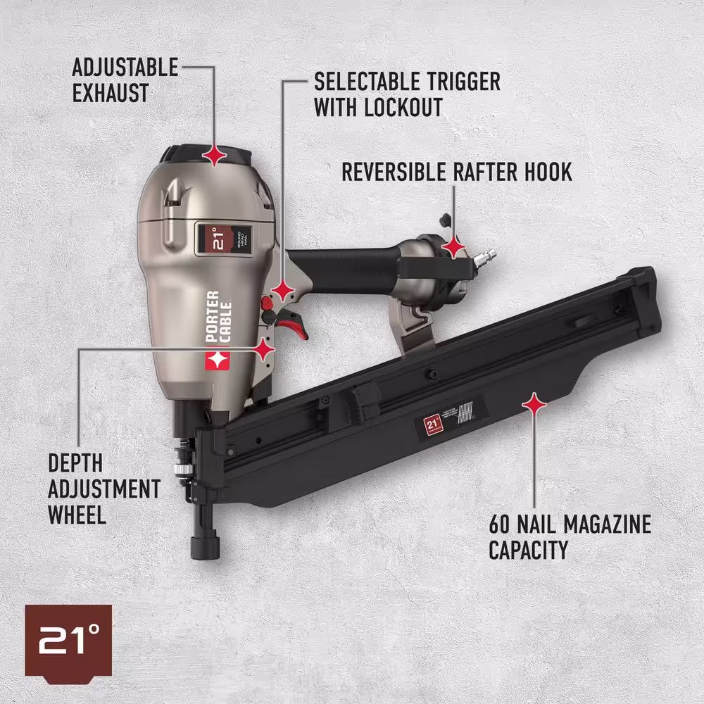 Porter-Cable Pneumatic 21-Degree 3-1/2 in. Full Round Framing Nailer and Pneumatic 16-Gauge 2-1/2 in. Finish Nailer Kit