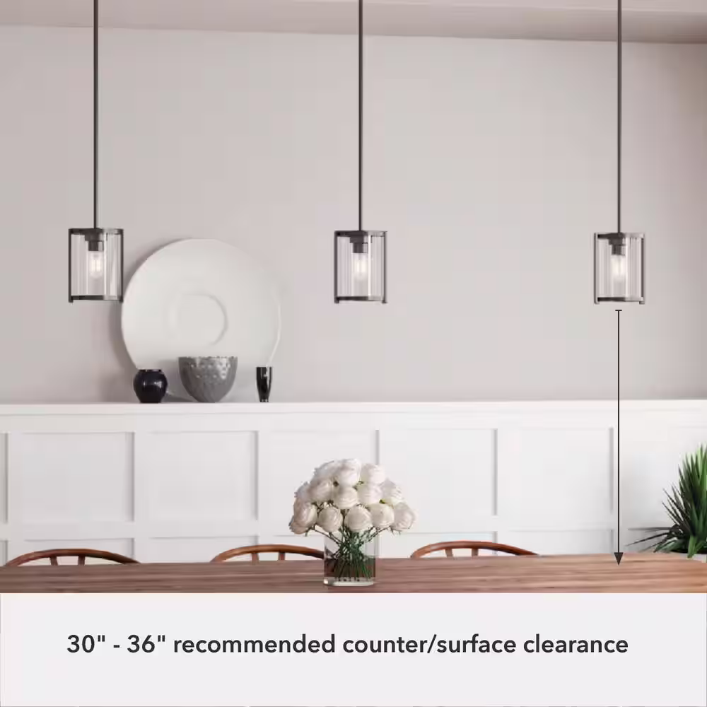 Hunter Astwood 1 Light Matte Black Cylinder Pendant Kitchen Light