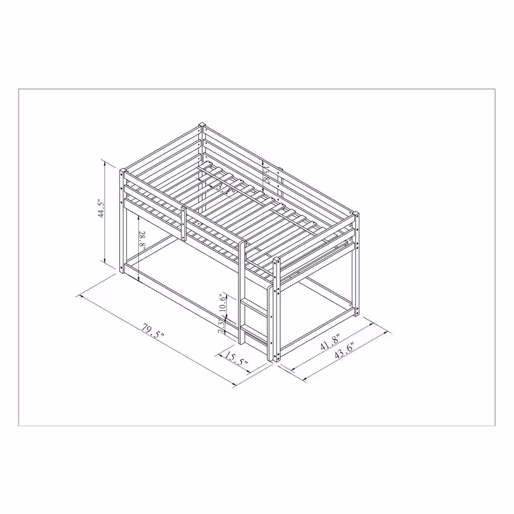 Harper & Bright Designs White Twin Size Wood Bunk Bed with Ladder