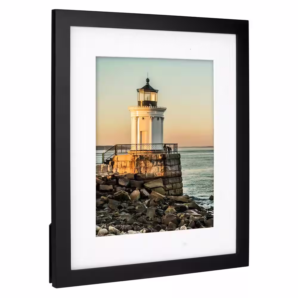 Malden International Designs 8 in. x 10/11 in. x 13 in. Black Matted Linear Classic Wood Picture Frame