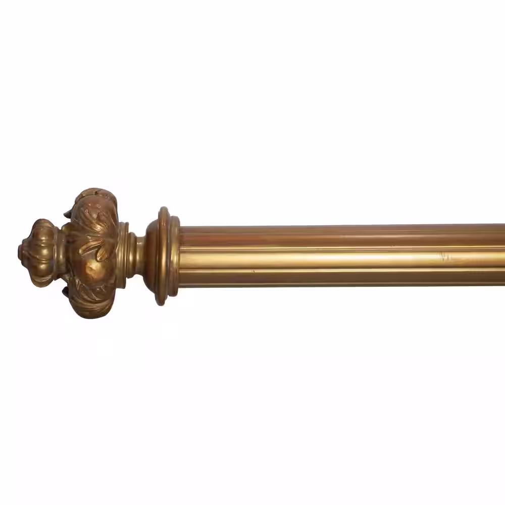 Classic Home 96 in. Single Curtain Rod in Historical Gold with Finial