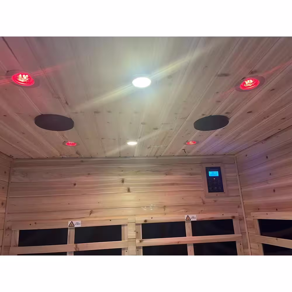 None 4-Person Far Infrared Sauna for Indoors and Outdoors 8 Low EMF Heaters, 2,050-Watt, Canadian Hemlock, LED Reading Lamp