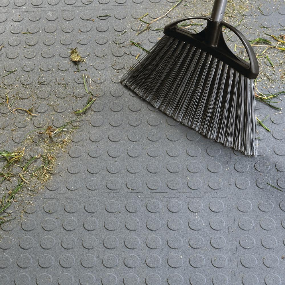 TrafficMaster Gray Raised Coin 18 in. x 18 in. x 3.1 mm Rubber Interlocking Modular Flooring Tiles, 6-Pack (13.5 sq. ft.)