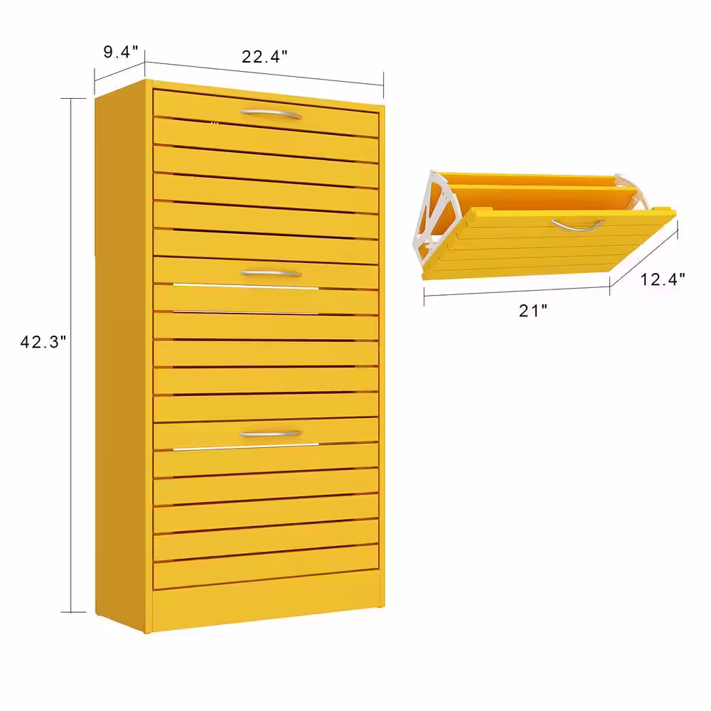 None 42.3 in. H x 22.4 in. W, Yellow Environment-Friendly High-Quality Particle Board Shoe Storage Cabinet (18-Pairs Max)