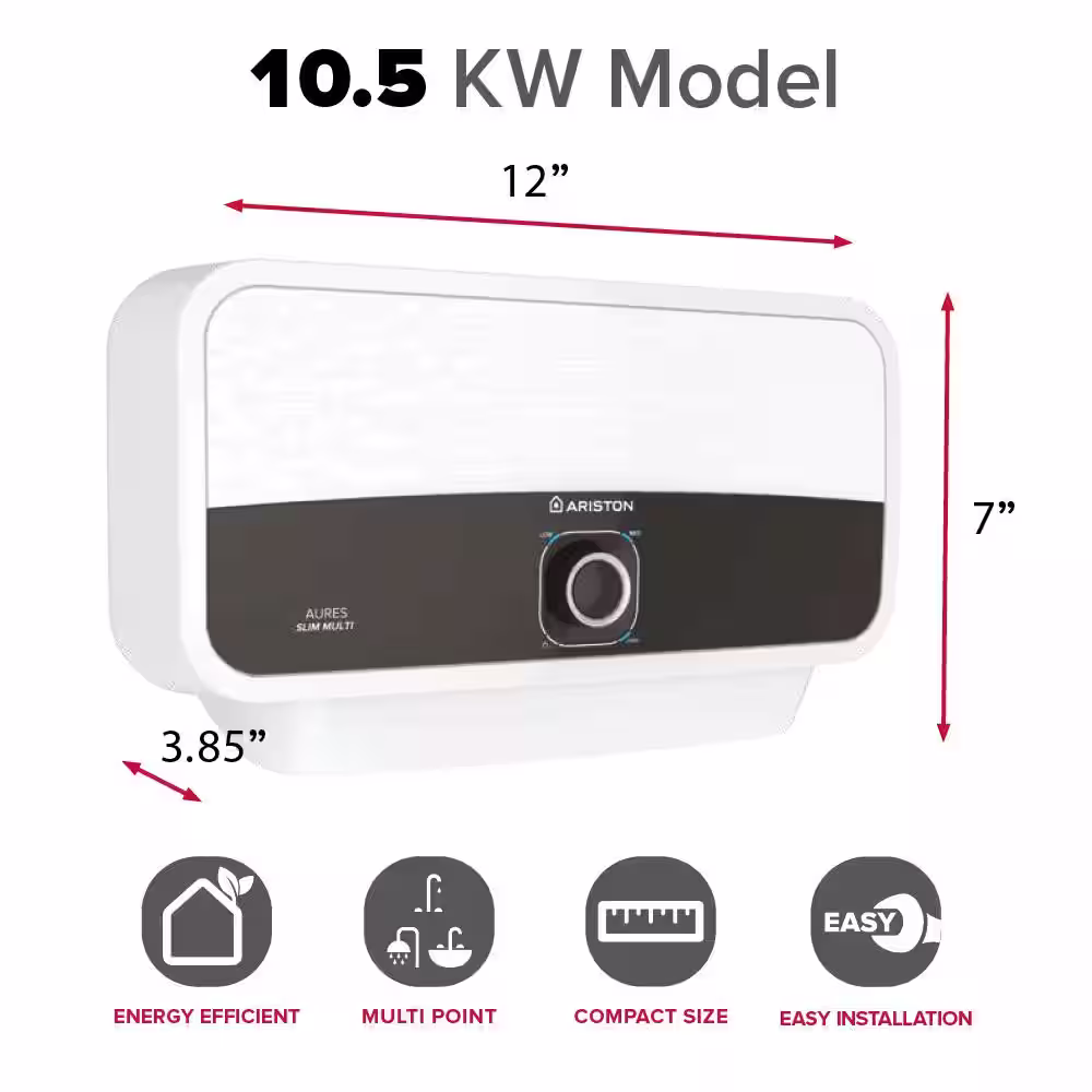 Ariston Aures Slim Multi 10.5kW 240-Volt 2.04 GPM Point of Use Electric Tankless Water Heater