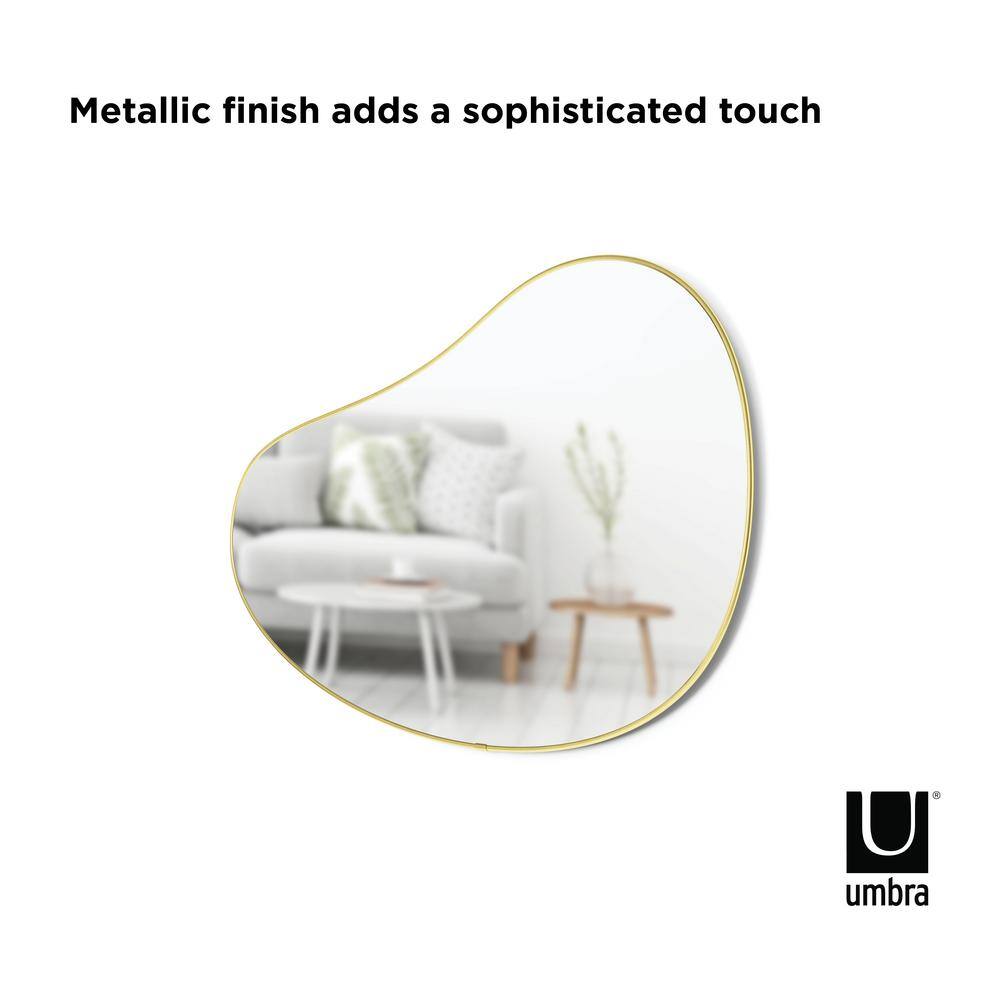 Umbra HUBBA PEBBLE 24 in. W x 36.13 in. H Modern Irregular Framed Brass Wall Decorative Mirror