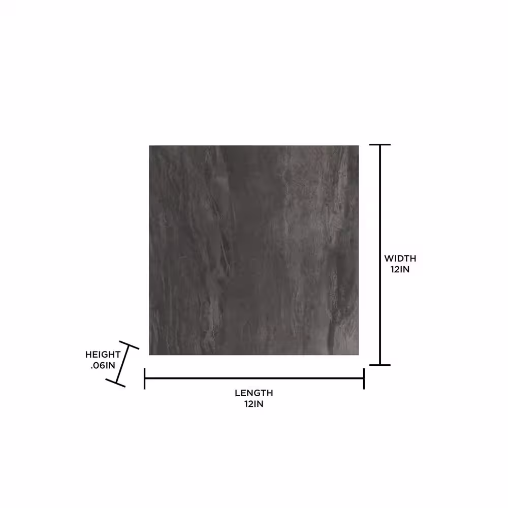 FloorPops Raven 12 in. W x 12 in. L Black Peel & Stick Vinyl Tile Flooring (20 sq. ft./case)