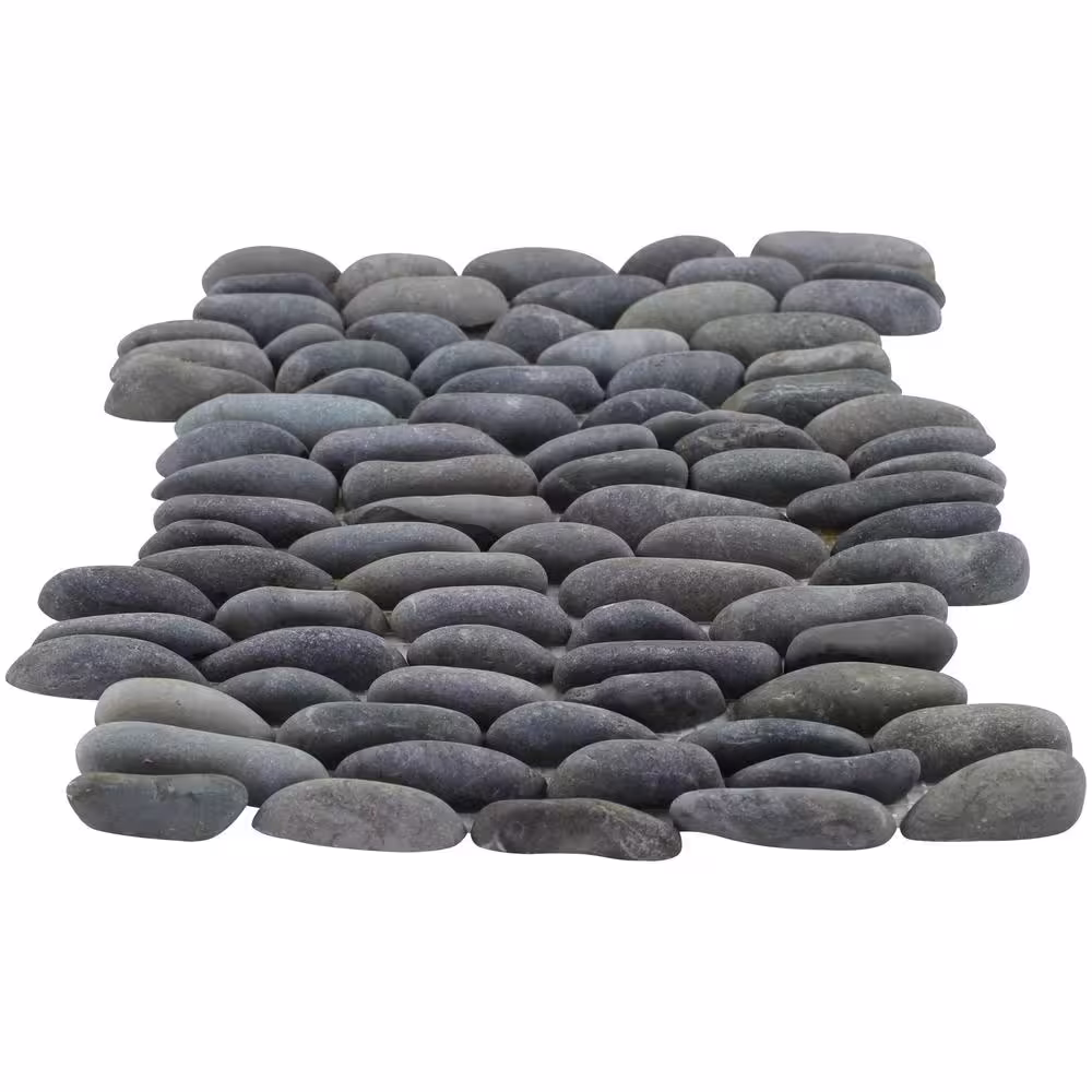 Rain Forest Black Stacked 12 in. x 12 in. x 0.75 in. Natural Finish Stone Pebble Wall Tile (5.0 sq. ft./case)