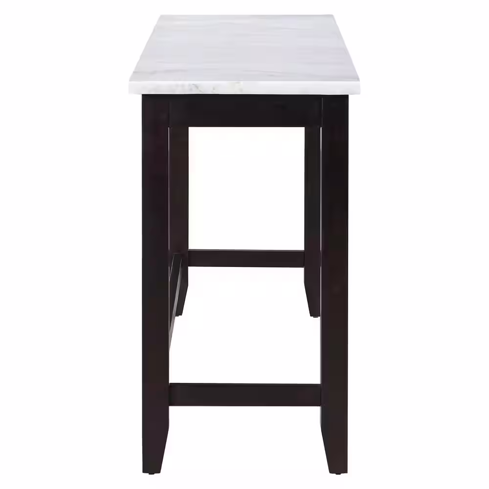 Coaster Home Furnishings Toby Espresso and White Marble Top 60 in. Rectangular 4-Legs Counter Height dining Table (Seats-4)