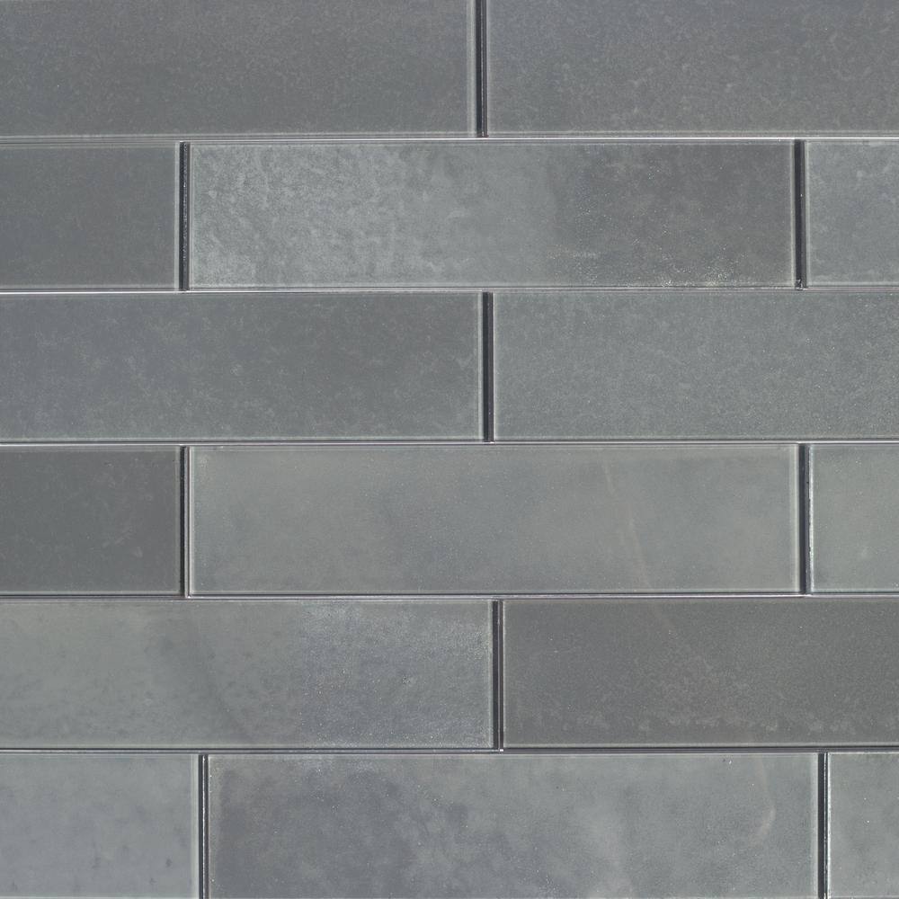 ABOLOS Transitional Design Subway 3 in. x 12 in. Glossy Antique Gray Glass Backsplash Wall Tile (0.25 Sq. Ft./Piece)