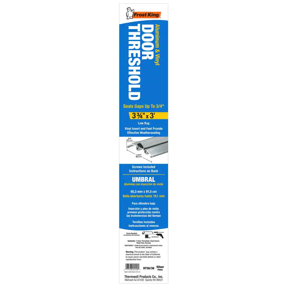 Frost King 3-3/4 in. x 36 in. Aluminum Silver Low-Rug Threshold