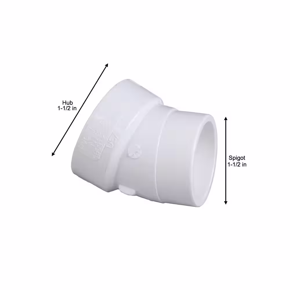 NIBCO 1-1/2 in. PVC DWV 22-1/2-Degree Hub x Spigot Street Elbow