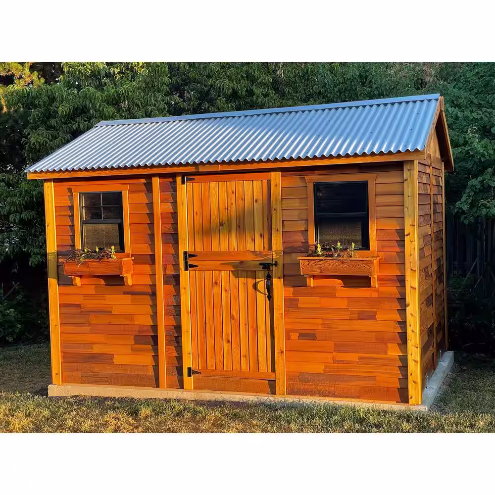Outdoor Living Today Cabana 12 ft. W x 8 ft. D Cedar Wood Garden Shed with Metal Roof (96 sq. ft.)