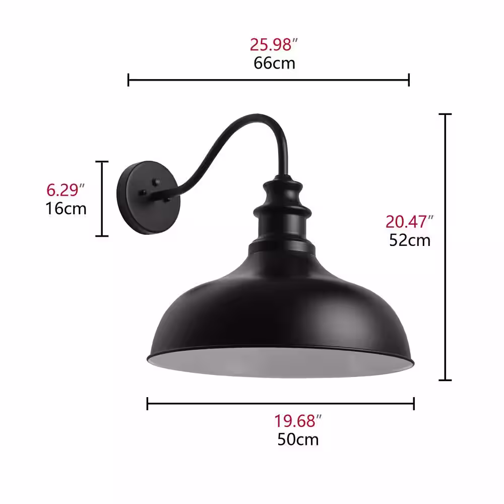 aiwen Modern Black Exterior Gooseneck Outdoor Hardwired Barn Light Fixture Dusk to Dawn Wall Sconce with Metal Shade