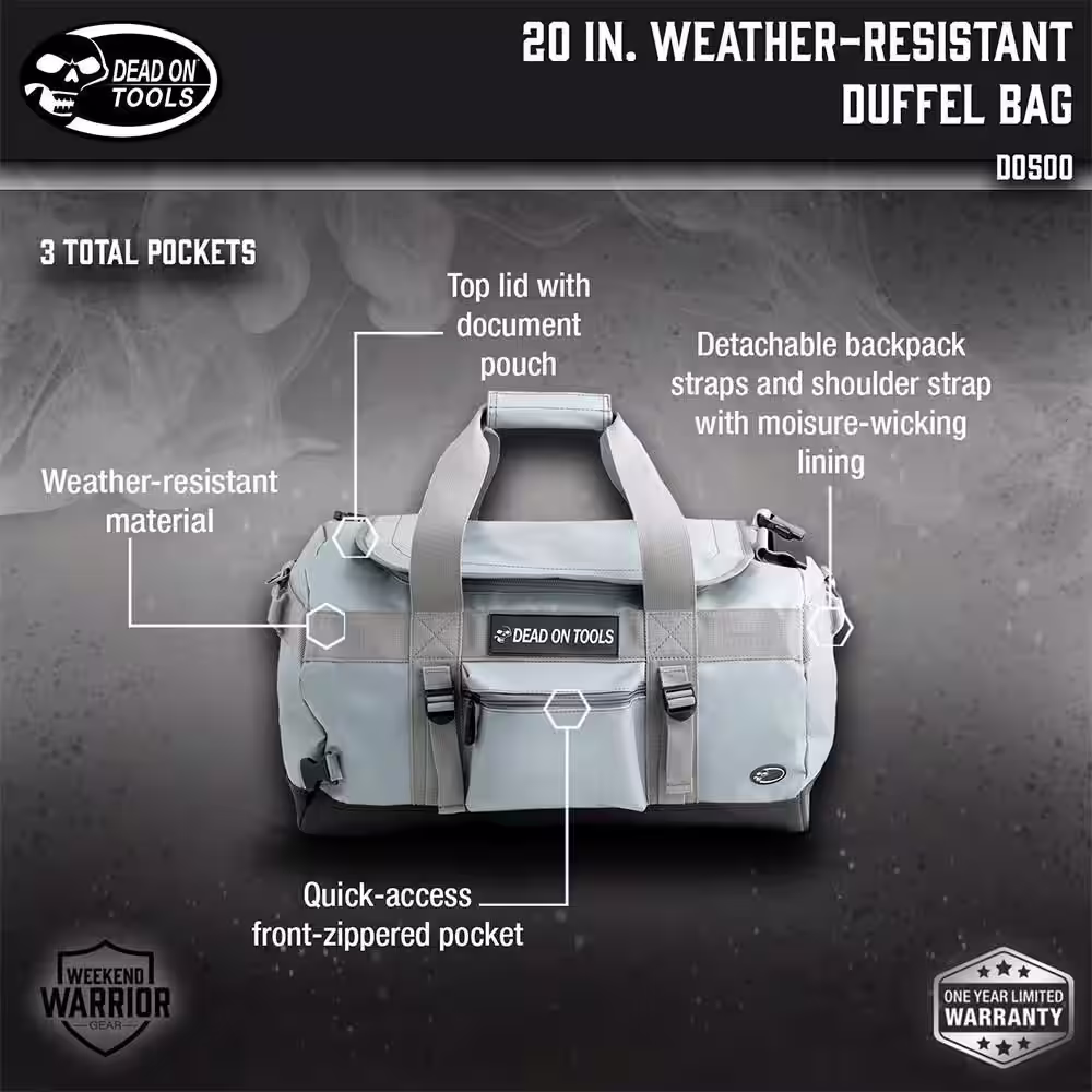 DEAD ON TOOLS 20 in. Weather Resistant Duffel Bag