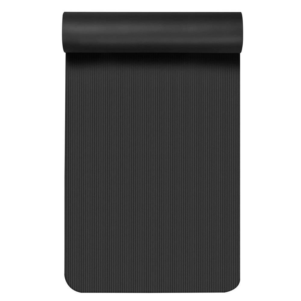 None Black High Density Yoga Mat 72 in. L x 31.5 in. W x 0.4 in. T Pilates Gym Flooring Mat Non Slip (15.75 sq. ft.)