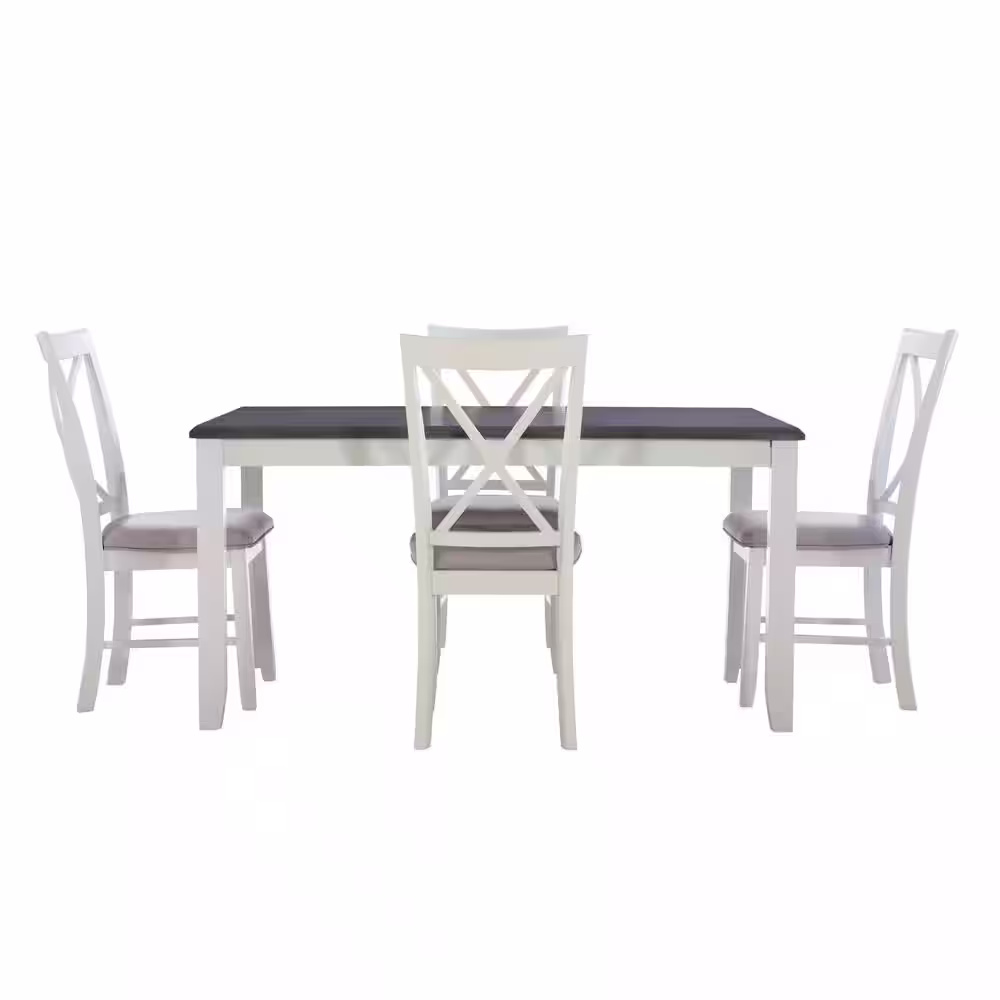 Powell Company Twyla Smokey Grey Ash Veneer 5-Piece Dining Set with Padded Seats