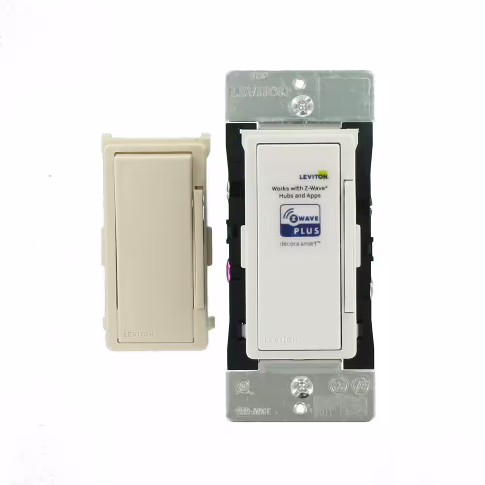 Leviton Decora Smart with Z-Wave Technology 600-Watt Dimmer, White/Light Almond