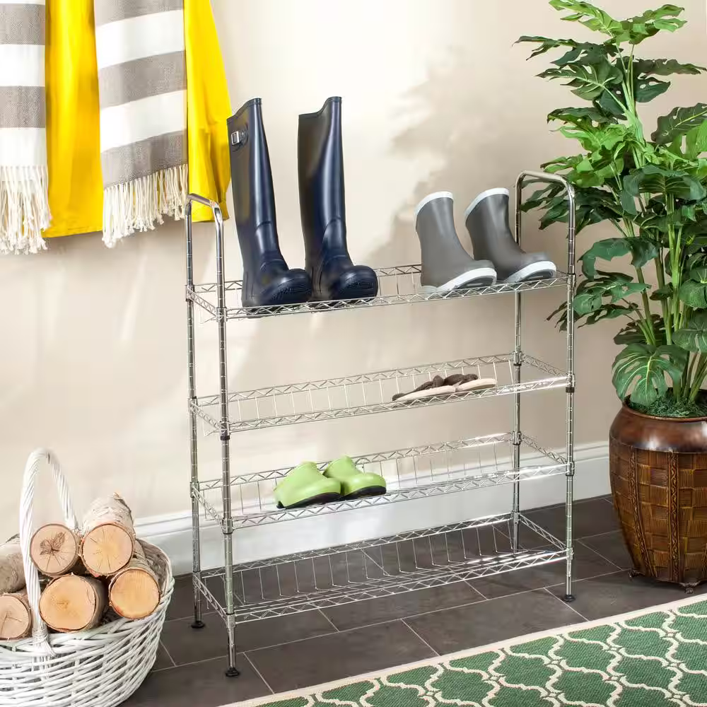 SAFAVIEH Lidia 33.5 in. Chrome Wire Adjustable Shoe Rack