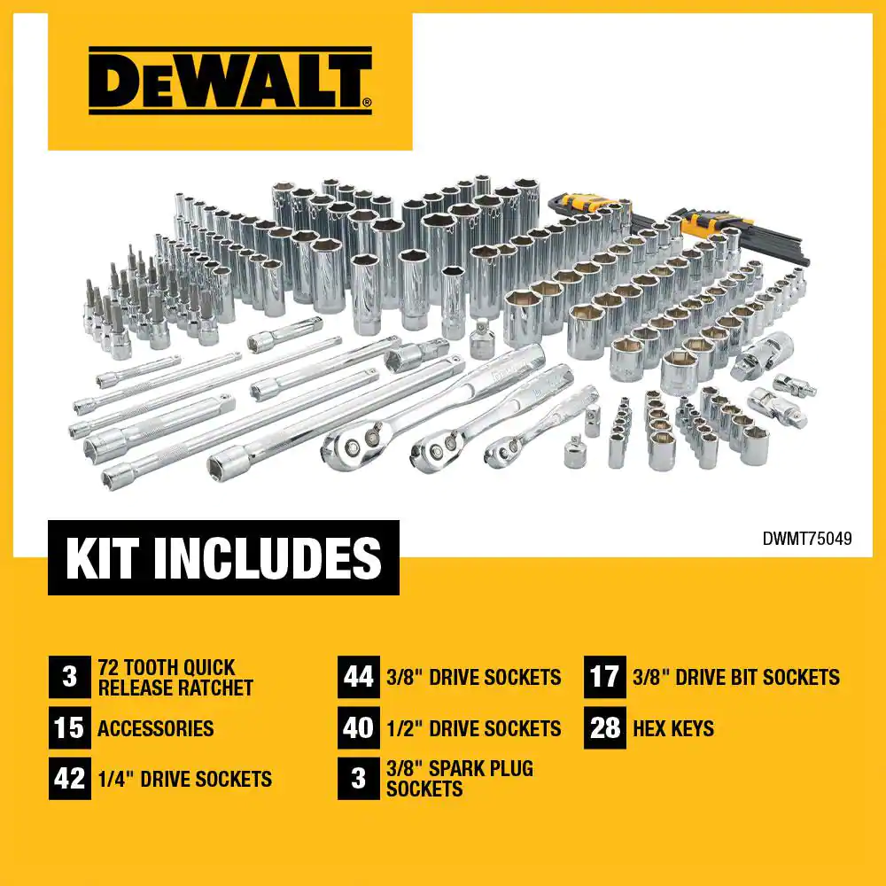 DEWALT Chrome Vanadium Mechanics Tool Set (192-Piece)