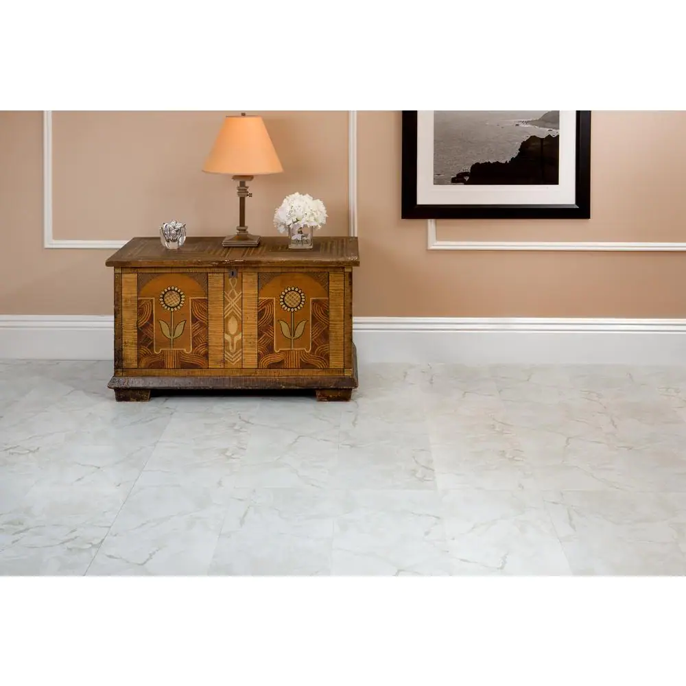 ACHIM Sterling Classic White Stone 12 in. x 12 in. Peel and Stick Vinyl Tile (20 sq. ft. / case)