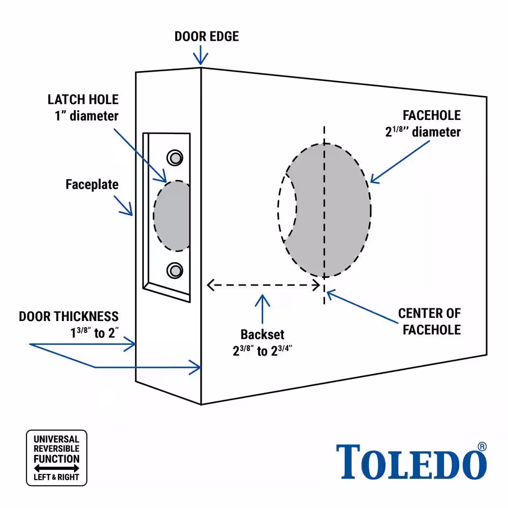 TOLEDO Antique Nickel Privacy Bed/Bath Door Lever Handle Set