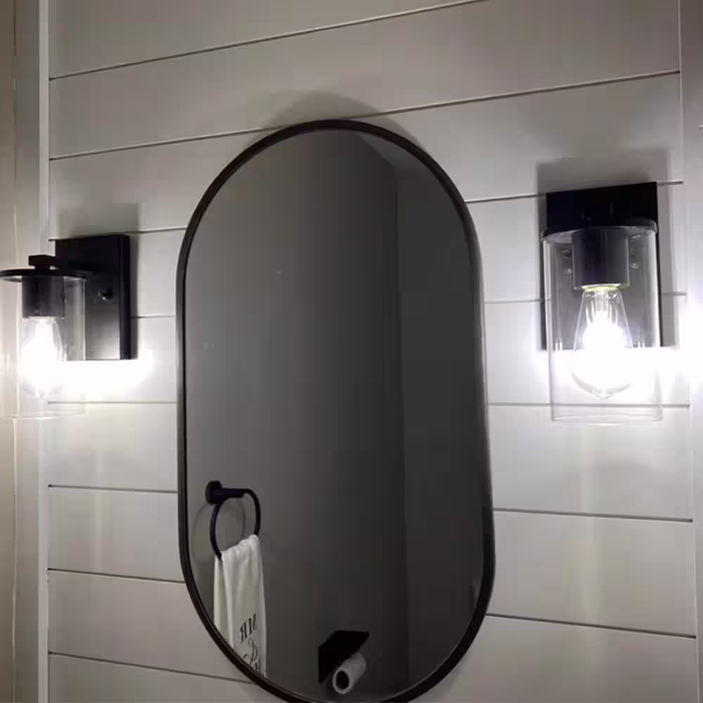 C Cattleya 1-Light Oil-Rubbed Bronze Wall Sconce with Clear Glass Shade