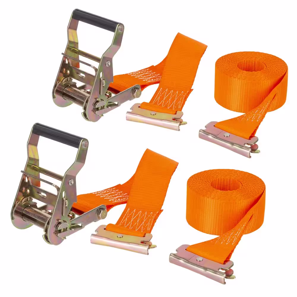 CargoSmart 2 in. x 12 ft. Orange Ratchet Tie Down Strap for E-Track and X-Track, 1,000 lb. Safe Work Load â?2 pack