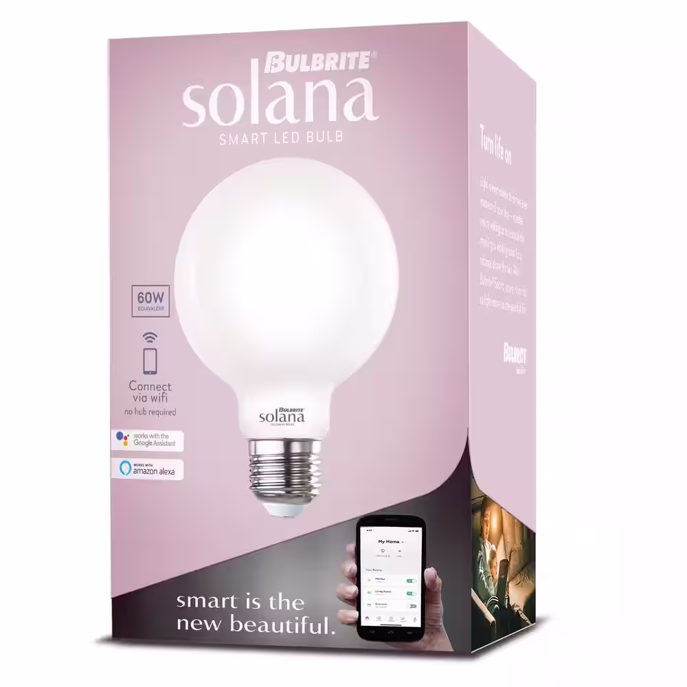 Bulbrite 60 Watt equivalent G25 with Medium Screw Base E26 in Milky Finish Dimmable 2200-6500K Solana WIFI LED Light Bulb 1-Pack