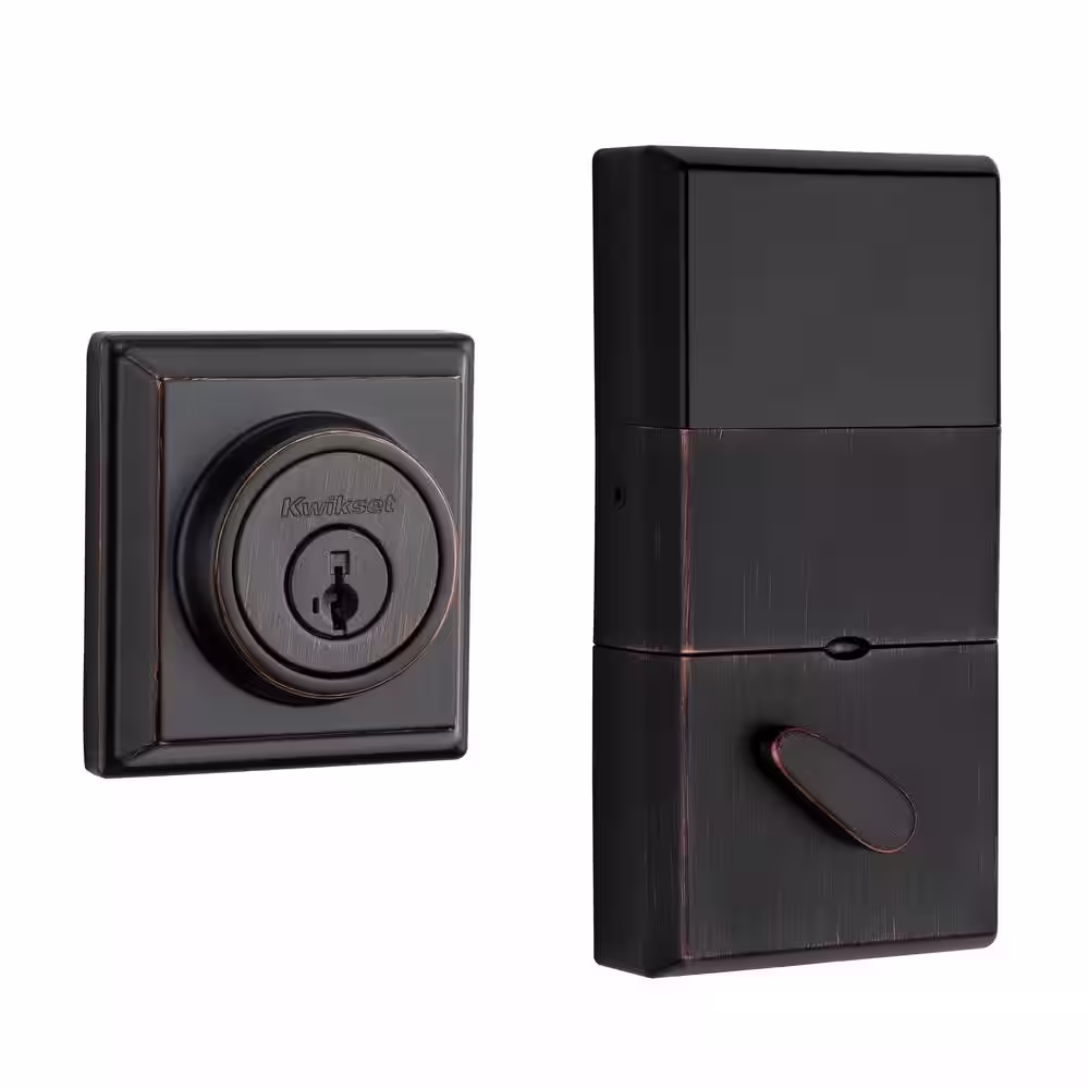 Kwikset 910 Signature Series Contemporary Venetian Bronze Single Cylinder Deadbolt with Home Connect Technology