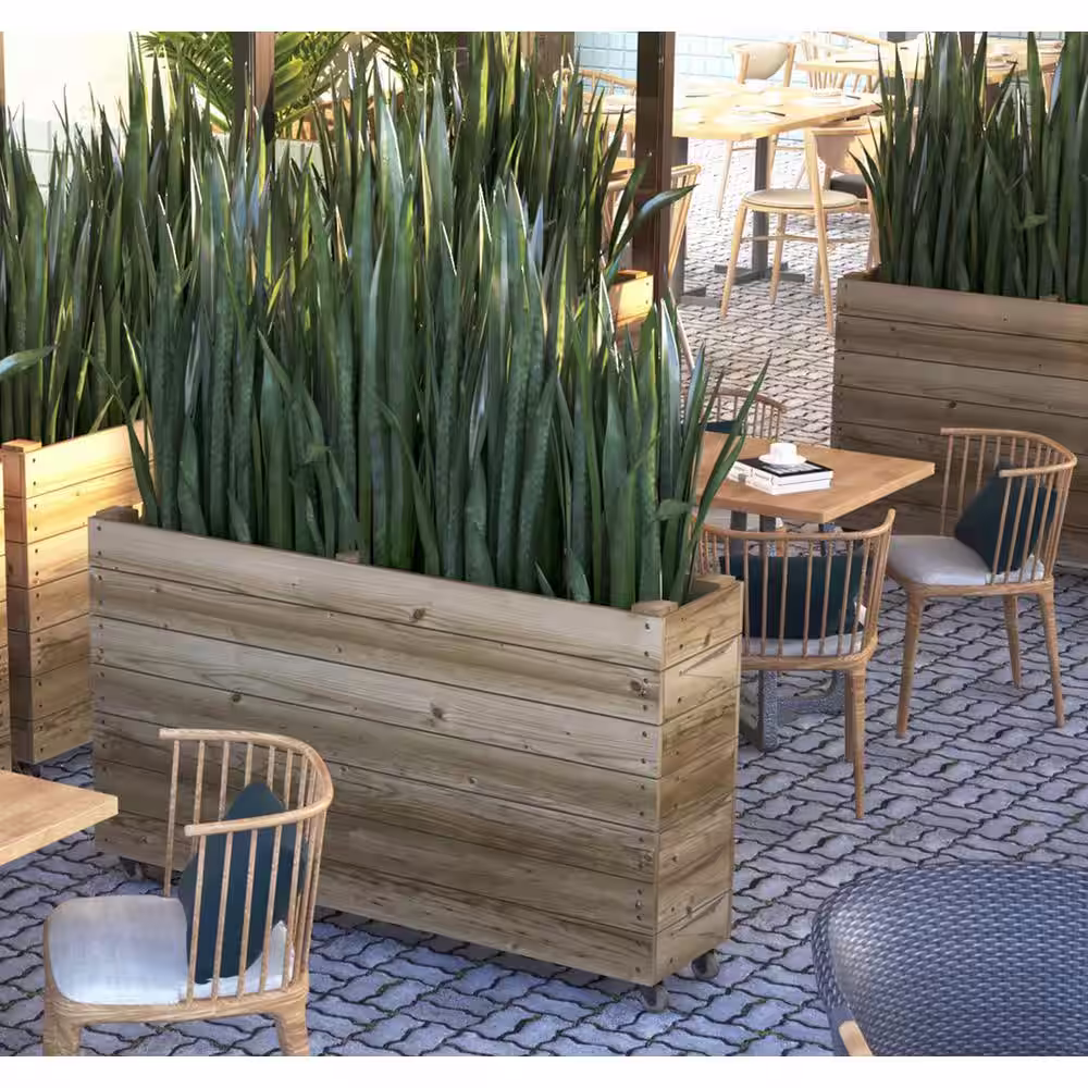 Ejoy 48 in. x 20 in. x 16 in. Solid Wood Mobile Planter Barrier
