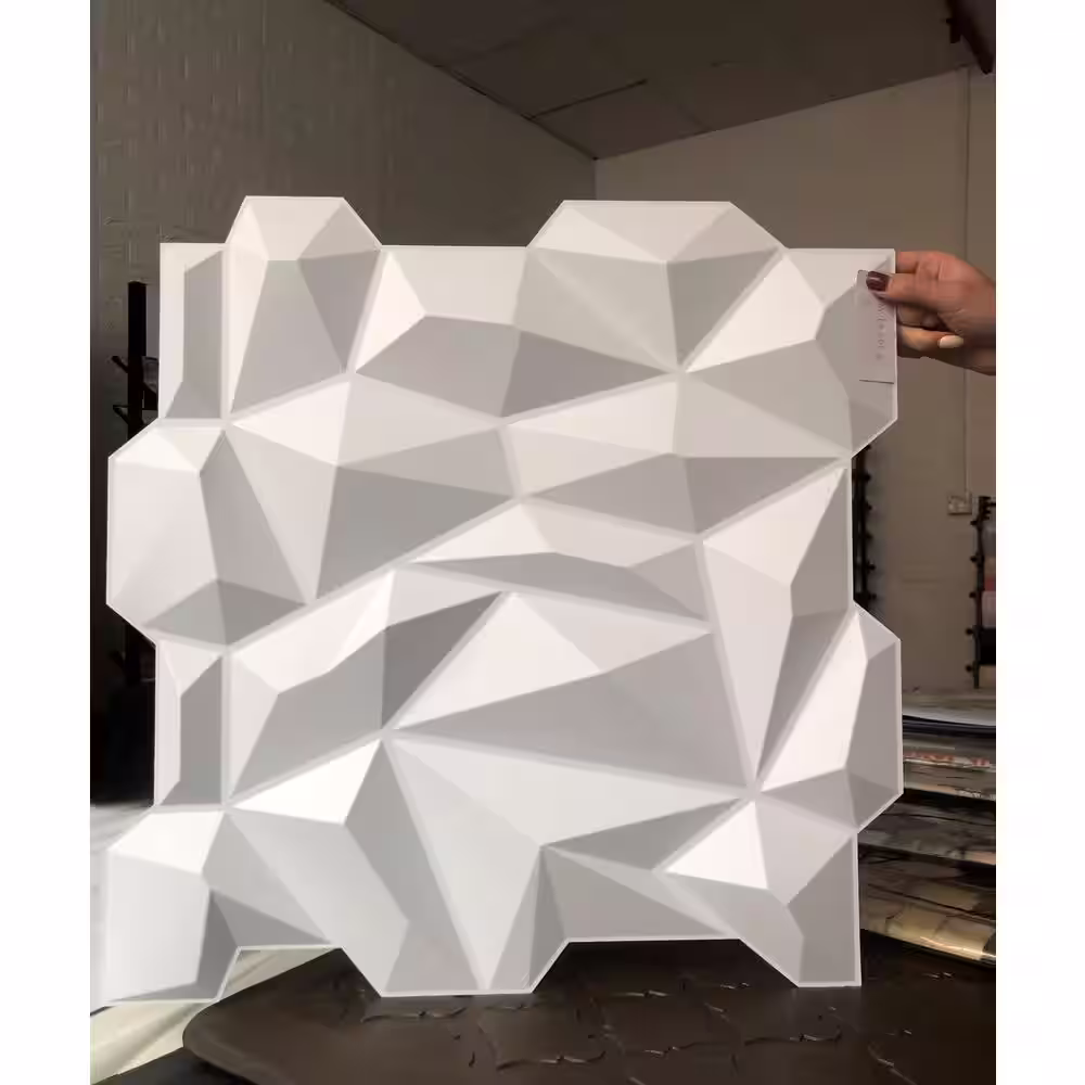 Art3d Diamond Embossed Pattern 19.7 in. x 19.7 in. PVC 3D Wall Panel in White for Interior Decor (12-Panels)