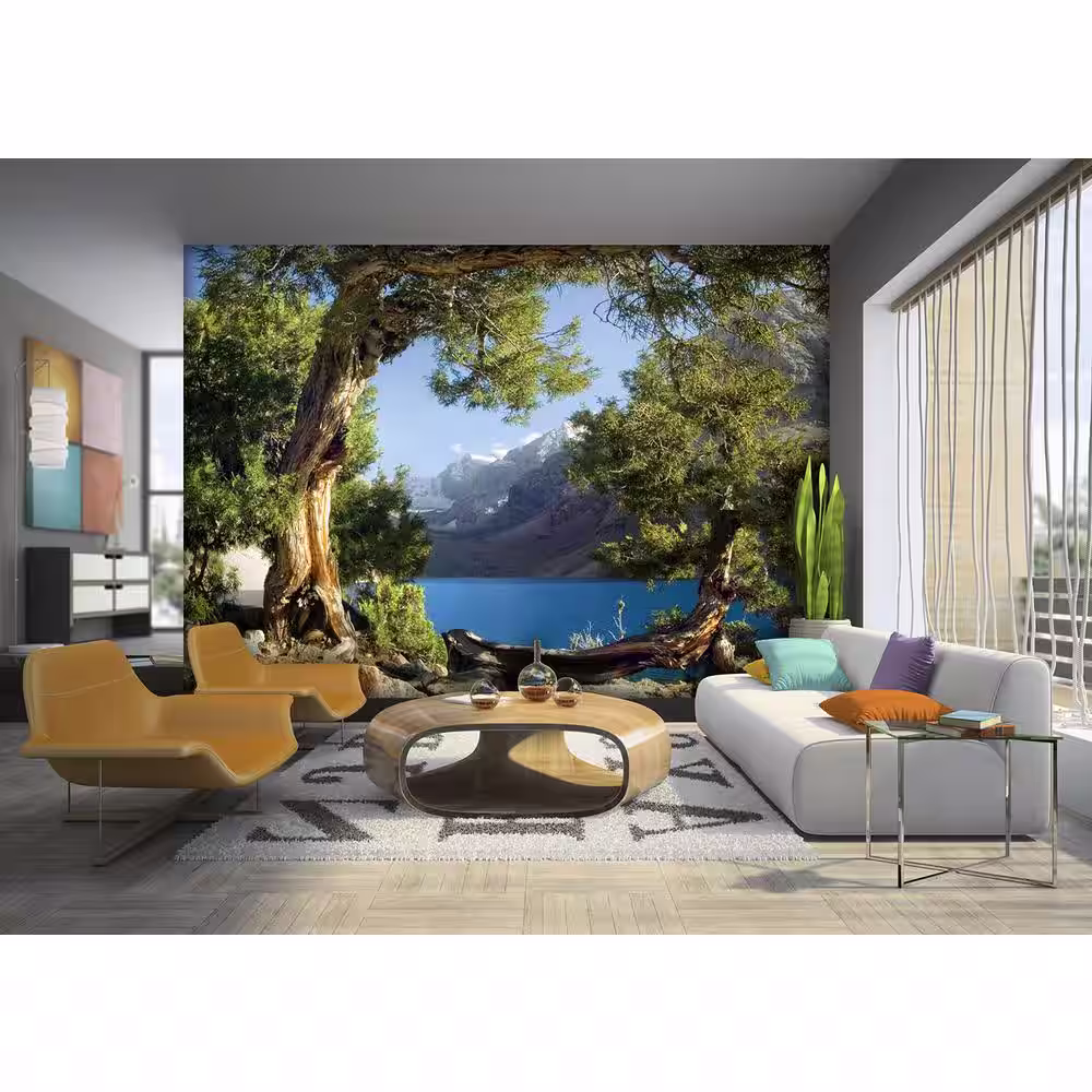 Dundee Deco Mountain River Old Gnarled Tree Non-Woven Wall Mural