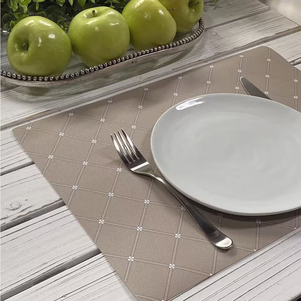 DASCO 17 in. x 12 in. Beige Vinyl Placemats (Set of 6)