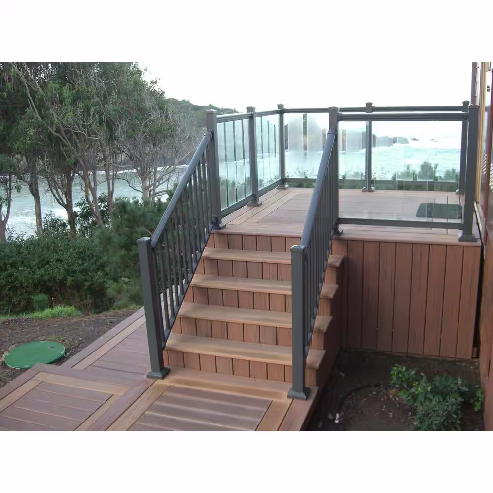 EZ Handrail 8 ft. x 36 in. Bronze Aluminum Frame Glass Baluster Railing Kit